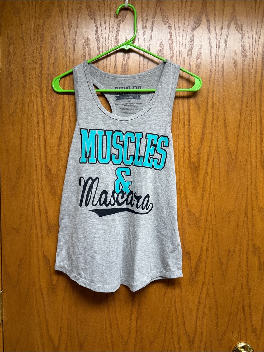 Chin Up Apparel Gray Tank Top with Teal and Black Graphic